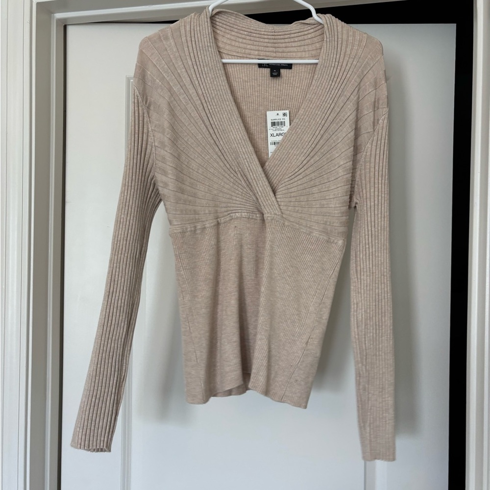 INC International Concepts Beige V-Neck Sweater